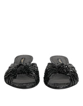 Dolce & Gabbana Black Leather Heels Slides Sandals Shoes
